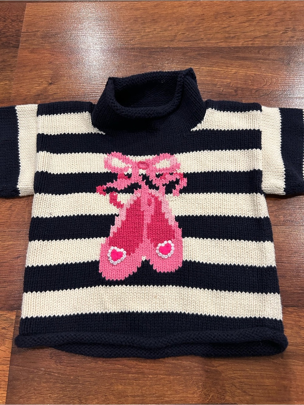 Claver 100% Cotton Knit Sweater Striped Ballet Slippers Size 2T